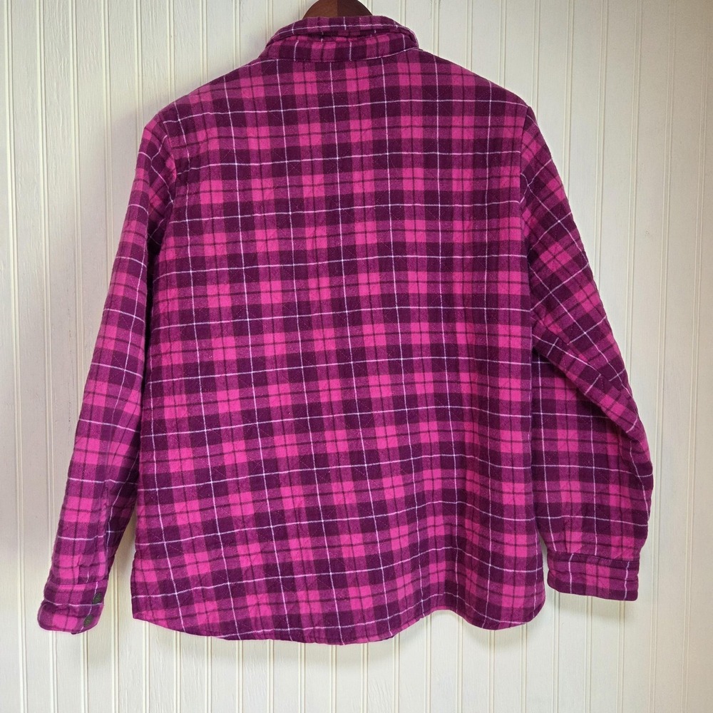 Bit & Bridle Jacket Womens XL Pink Plaid Flannel Quilted Snap Pockets Lined - Picture 3 of 6